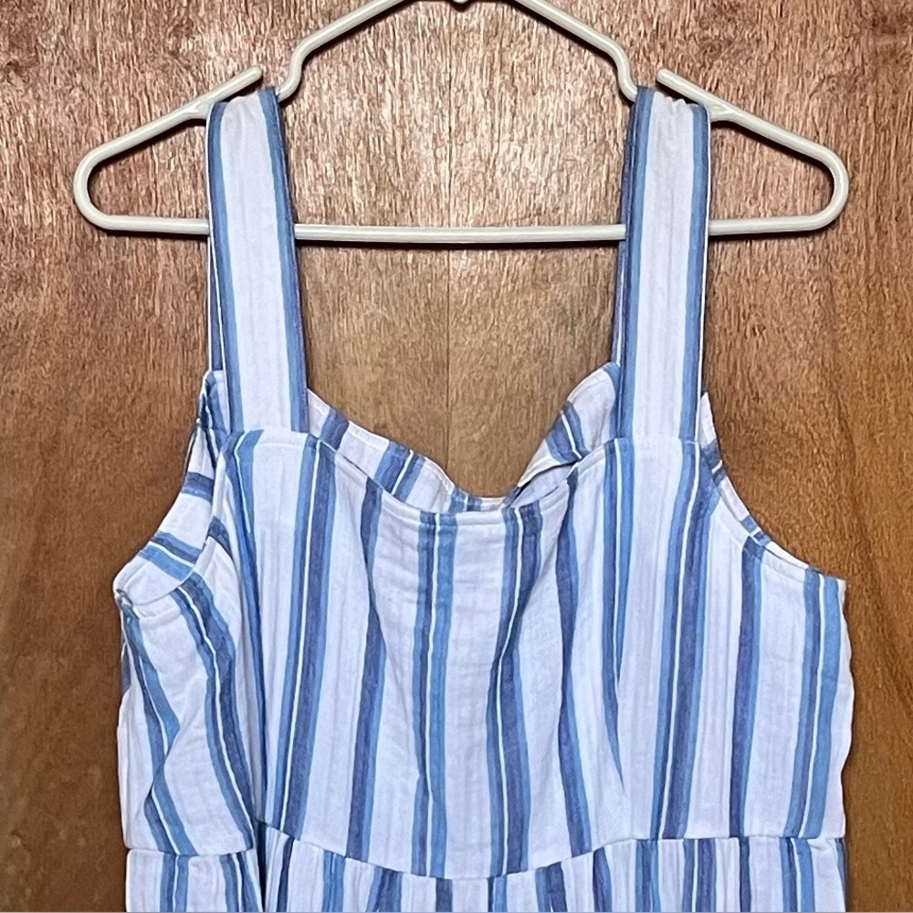 J. Jill blue/white striped 100% cotton maxi sundress wide straps 2X EUC - Picture 3 of 12